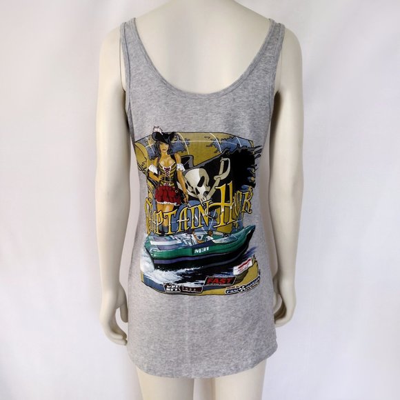 Bella Heather Gray Captain Hook Pinup Soft Lightweight Long Tank - Picture 6 of 10